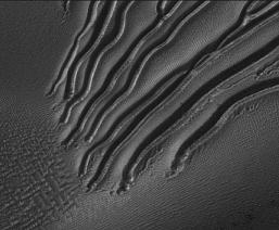 Blocks of dry ice have been shown to form grooves like these.